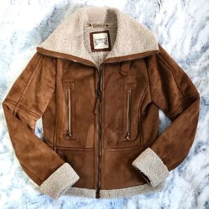 Brown Suede Jacket with Shearling Lining